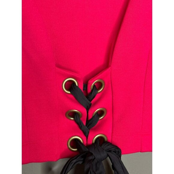 Anthropologie Maeve Women's Medium Crop Top Lower Back Lace Up LS Pink - Picture 3 of 9